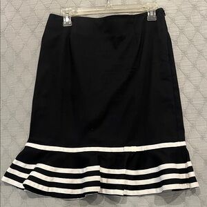 Elegant Black and White Ruffle Hem Skirt